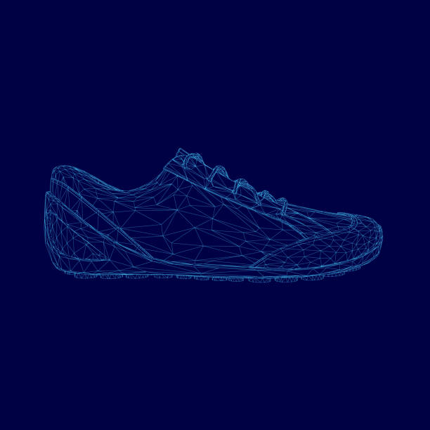 istock Shoe is shown in a blue color. The shoe is made of a material that is not visible 2191729401
