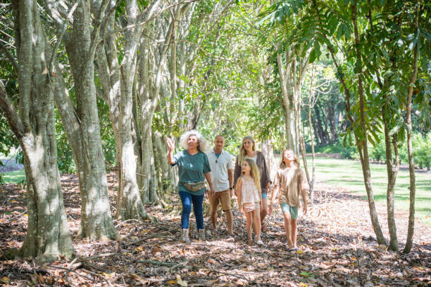 istock Mature farmer guiding family through native tree grove 2191731569