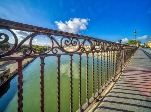 istock Ironwork Railing Overlooking River and Historical Architecture in Seville, Spain 2191732891
