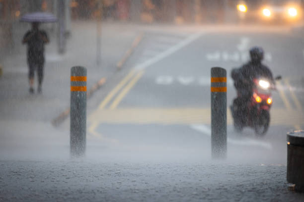 Torrential rain. Raindrops.