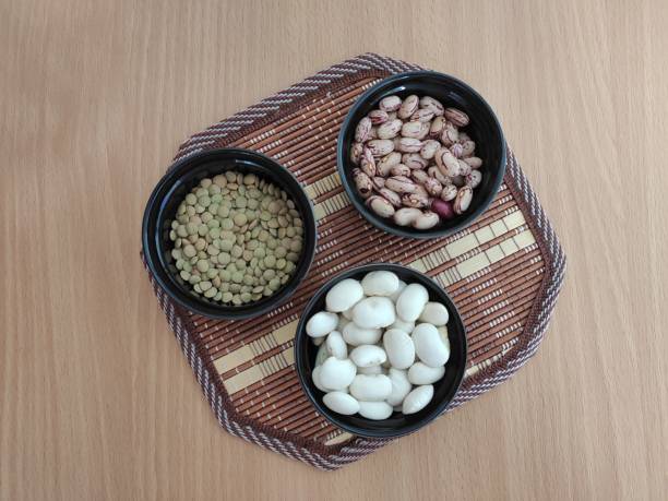 Green lentils and beans on the table