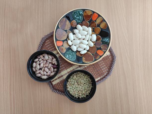 Green lentils and beans on the table