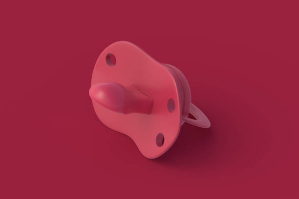 istock Baby pacifier of magenta on red background. 3d render 2191739811
