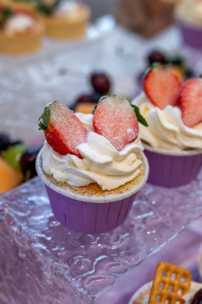 Western style fruit desserts placed on the table