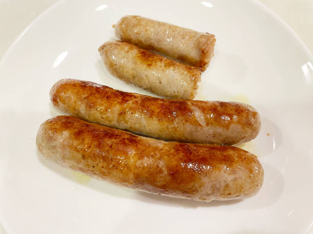 istock Juicy fresh sausage stuffed with intestine 2191744292