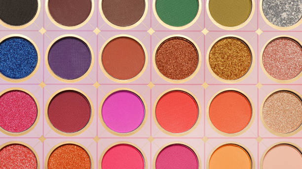 istock Close up view on bright colors make up palette set. Professional multicolor eyeshadow palette. Professional multicolor eye shadow make-up palette background 2191749070