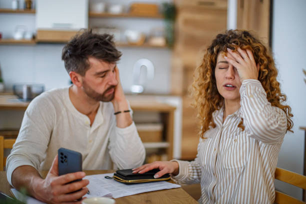 istock Young couple having problems managing domestic bills 2191749549