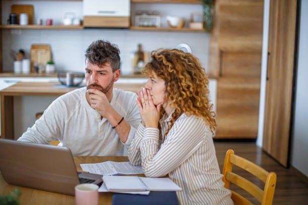 istock Young couple problems managing domestic bills 2191749822