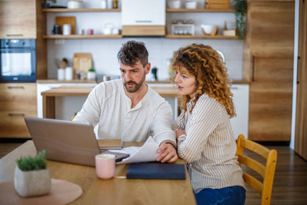 istock Young couple problems managing domestic bills 2191749854