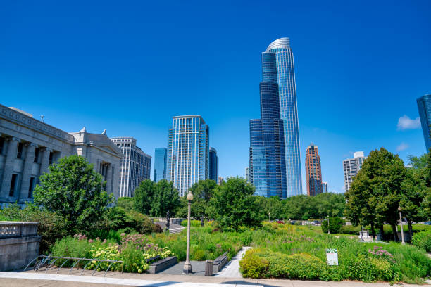 istock Downtown Chicago skyscrapers with blue sky from Lakefront Trail 2191752746