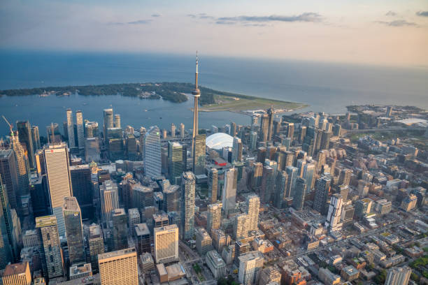 istock Helicopter Perspective. Toronto Skyline Bathed in Sunset Glow 2191752865