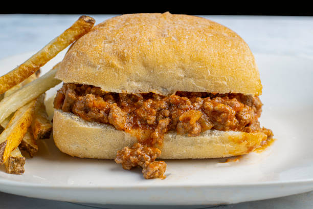 istock sloppy   joe on a  ciabatta  roll with fries 2191756647