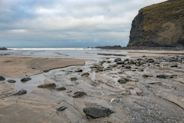 Morning wintery skies at Crackington Haven in North West Cornwall UK