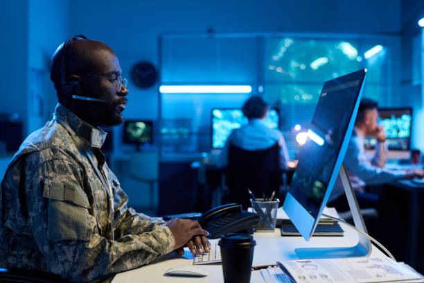 istock Man in headset and camouflage uniform 2191760268