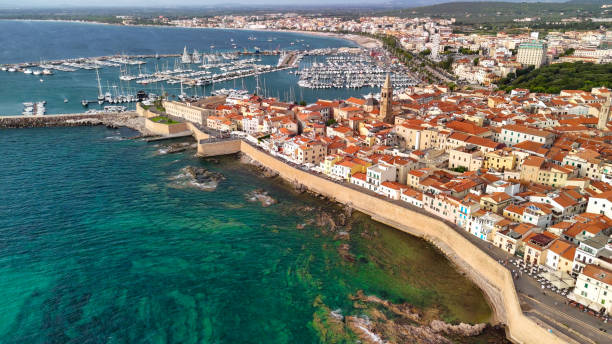 istock Scenic drone view of Alghero's coastline and historic town during a bright summer day 2191762811