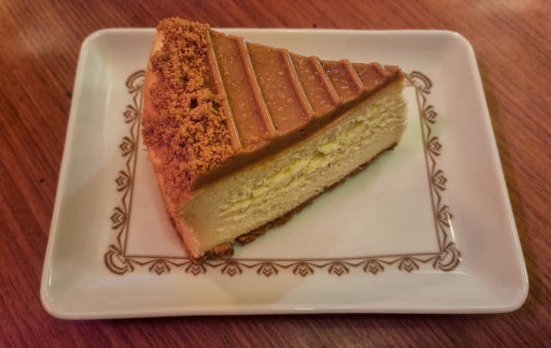 Slice of cheesecake on plate