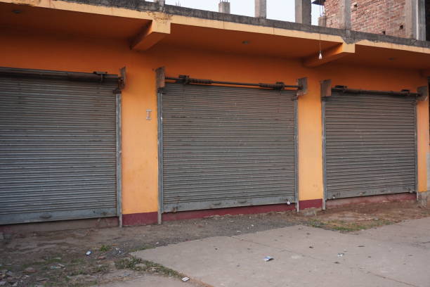 istock All shops are shattered down due to a strike, lockdown 2191773183