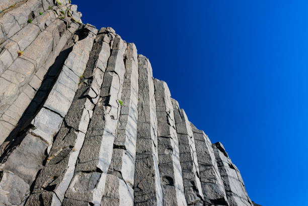 A unique pillar rock in Reynis beach (the black beach) in Iceland