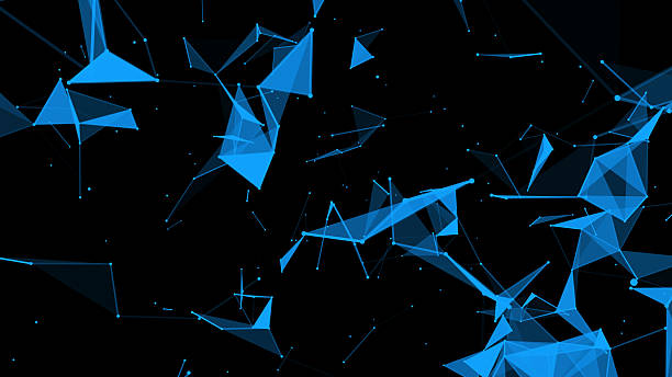 istock Abstract geometric shapes in space. Intertwining lines of dots and triangles. 3D rendering. 2191775524