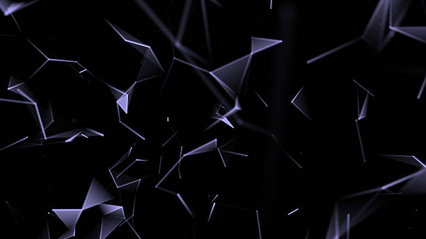 istock Abstract geometric shapes in space. Intertwining lines of dots and triangles. 3D rendering. 2191775546