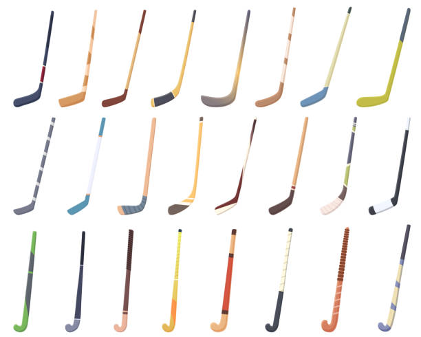 istock Hockey stick icons set cartoon vector. Field grass 2191778541