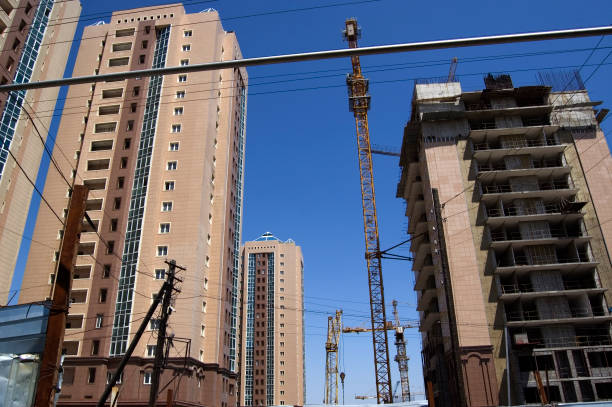 Almaty with some huge residential buildings under construction. Captured during summer season.