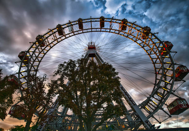 Giant Ferris Wheel in Vienna at sunset
