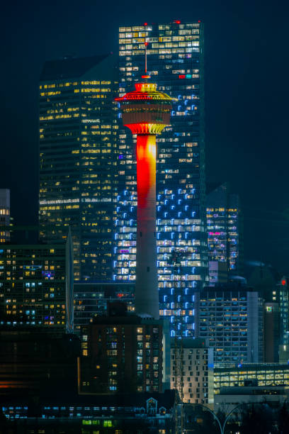 The first bit of snow in Calgary, Alberta. Picture talen from Rotary Park, looking onto the Centre Street Bridge and the Calgary Tower.
