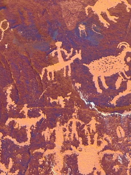 Petroglyphs at Newspaper Rock in Canyonlands National Park Utah.