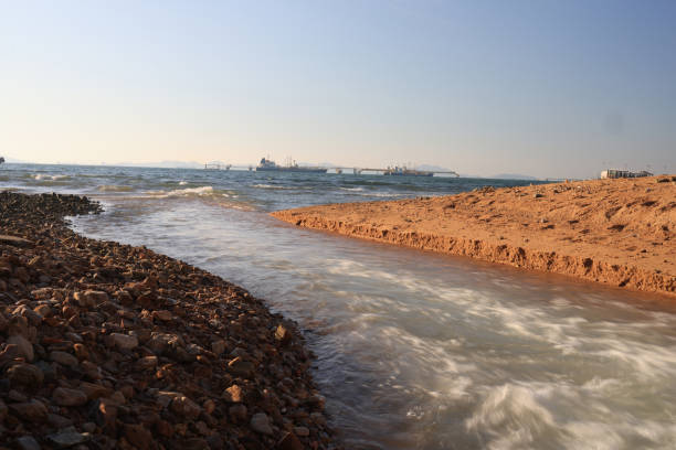 Selective focus waste water sewage from industrial factory, Water treatment system from rusty galvanize sewage, Water polluted drainage from refinery or chemical factory