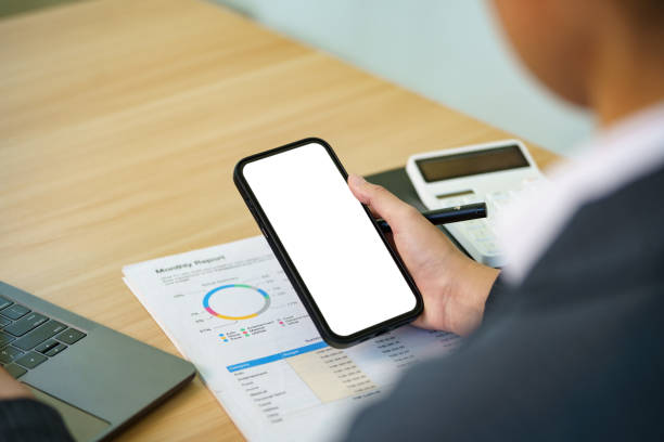 istock Female hand and blank screen mobile smartphone. 2191808251