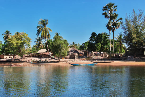 small village on casamance river, ziguinchor region, senegal, west africa - ziguinchor fotografías e imágenes de stock