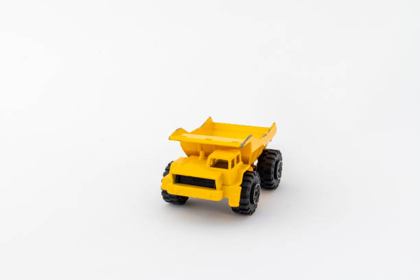 istock Yellow old dump truck isolated on white background 2191815517