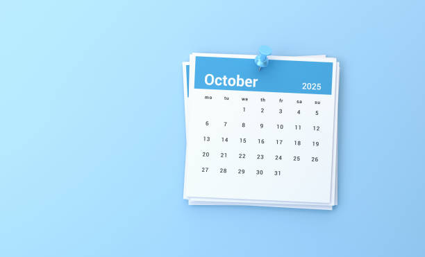 istock 2025 October Calendar On Blue Background 2191819387