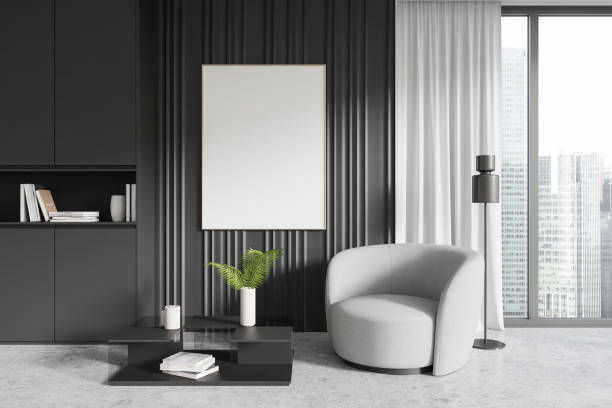 istock Modern Living Room with Blank Framed Poster on Wall. 3D Rendering 2191824258