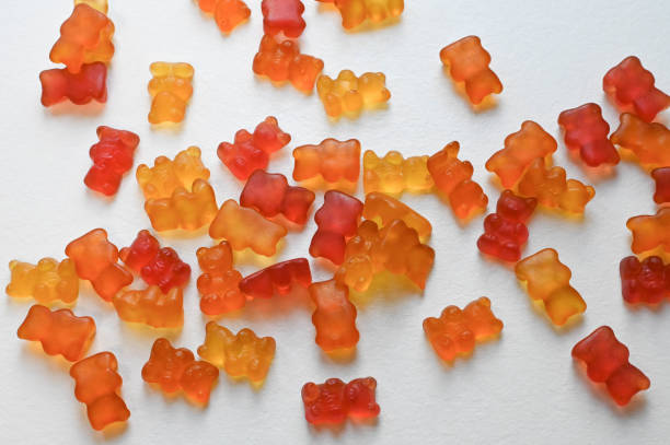 istock Group of gummy bears candy on white background 2191827527