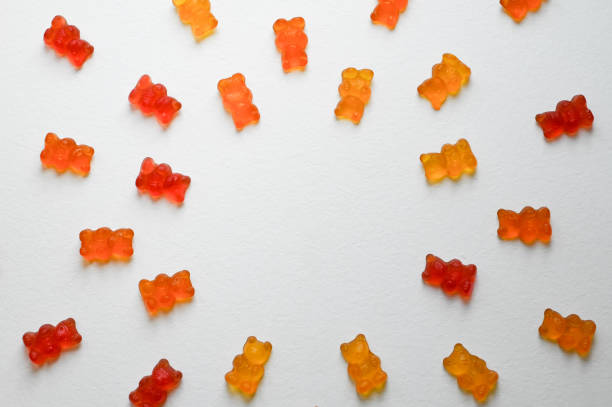 istock Group of gummy bears candy on white background 2191827531