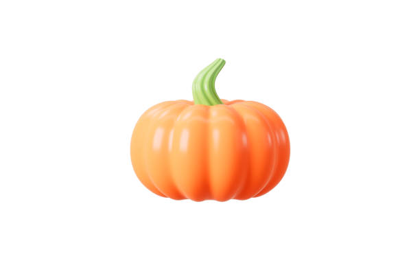Cartoon pumpkin isolated on the yellow background, 3d rendering. 3d illustration.