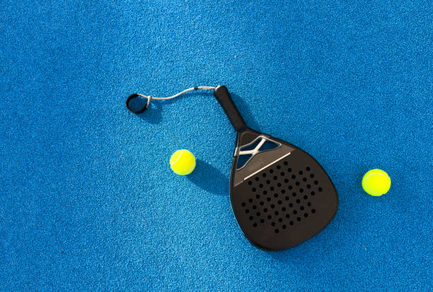 istock Blue padel tennis court, image with drone. Top view 2191833393