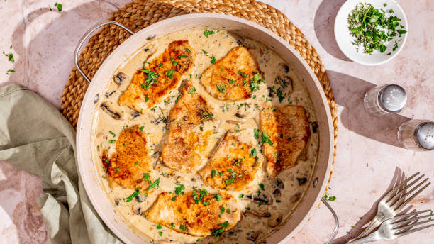 istock Creamy  pork chops in mushroom sauce 2191838824
