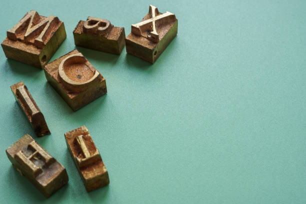 Close up of printing letters and blank space. Creativity and communication.