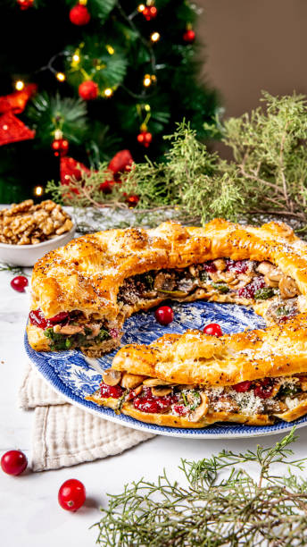 istock Festive lean savory wraith appetizer filled with spinach, mushrooms and pomegranate seeds 2191842270