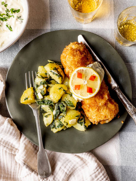 istock Sliced Karadjordjeva stake snicla with boiled potatoes 2191843973