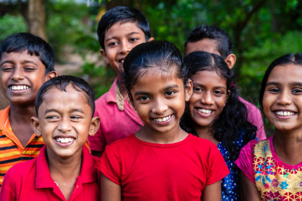 Group of happy children, Sigiriya, Ceylon (Sri Lanka)
