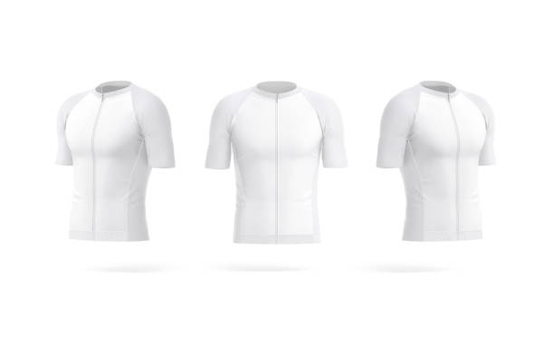istock Blank white cycling zip jersey mockup, front and side view 2191846515