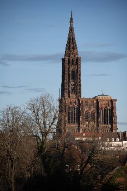 istock Strasbourg Cathedral spire against blue sky. 2191853835