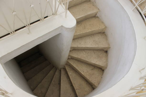 istock Spiral Staircase in White and Beige 2191855687