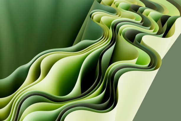 istock Sustainability concept with green color curved papers 2191857113