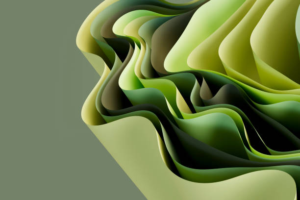 istock Sustainability concept with green color curved papers 2191857126