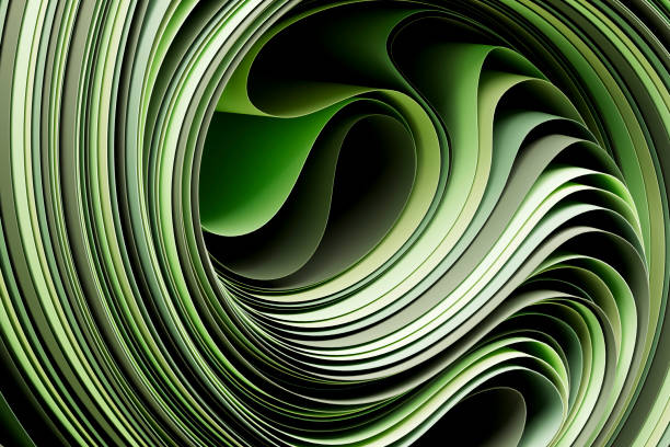istock Sustainability concept with green color curved papers 2191857309